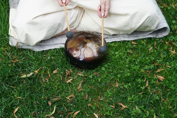 Peaceful setting with a yoga mat and a block, ready for practice.